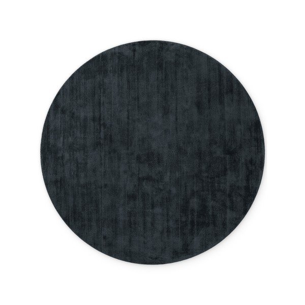 Covor negru țesut manual rotund din viscoză ø 120 cm Noemi – Vikosa
