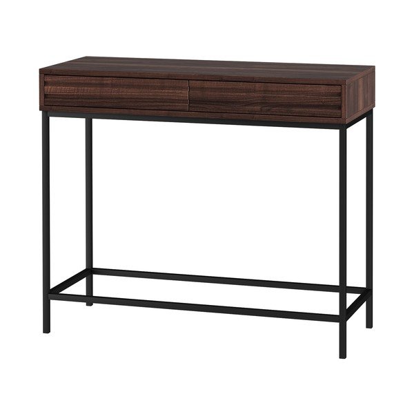 Masă consolă maro închis cu blat cu aspect de lemn de nuc 35x90 cm Celine – Støraa-image-3