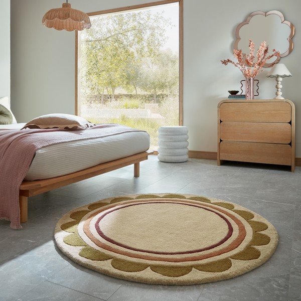 Covor în culoare naturală țesut manual rotund din lână ø 120 cm Lois – Flair Rugs-image-1