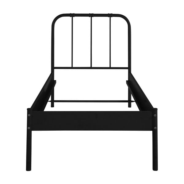 Pat negru din metal fără somieră 90x200 cm Aaron – Støraa-image-2