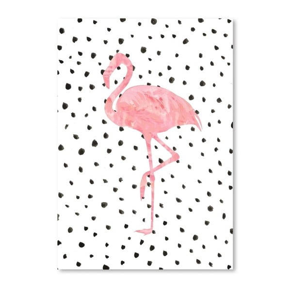Poster Americanflat Flamingo on Polka, 30 x 42 cm