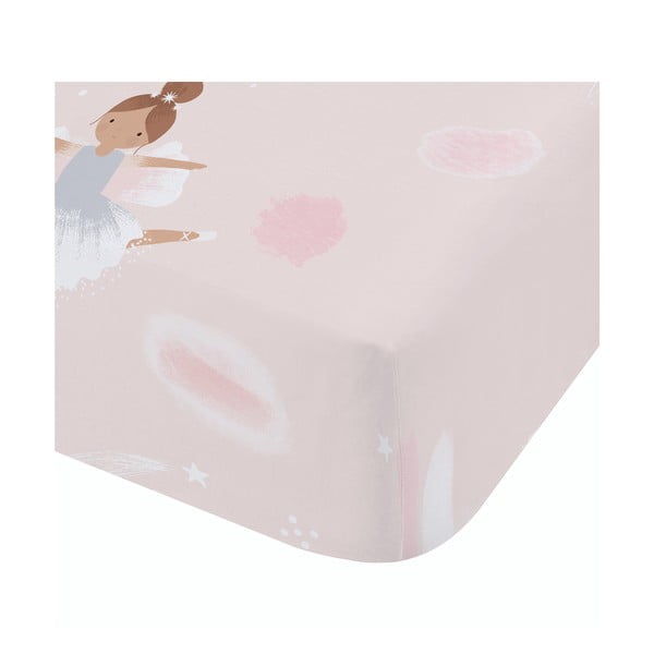 Cearceaf pentru copii roz pentru pătuț cu elastic 70x140 cm Dancing Fairies – Catherine Lansfield
