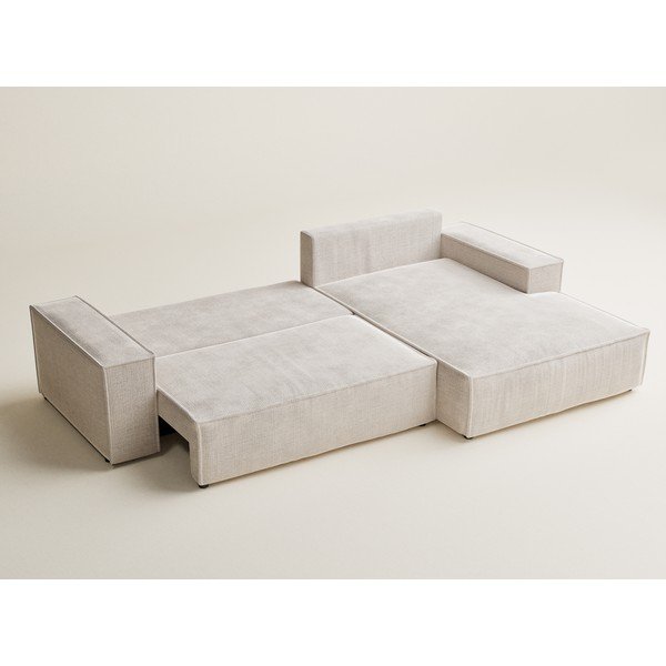 Colțar crem extensibil/cu spațiu de depozitare cu tapițerie din chenille (cu colț pe partea dreaptă/cu șezlong) Maze – Maison de Rêve-image-4