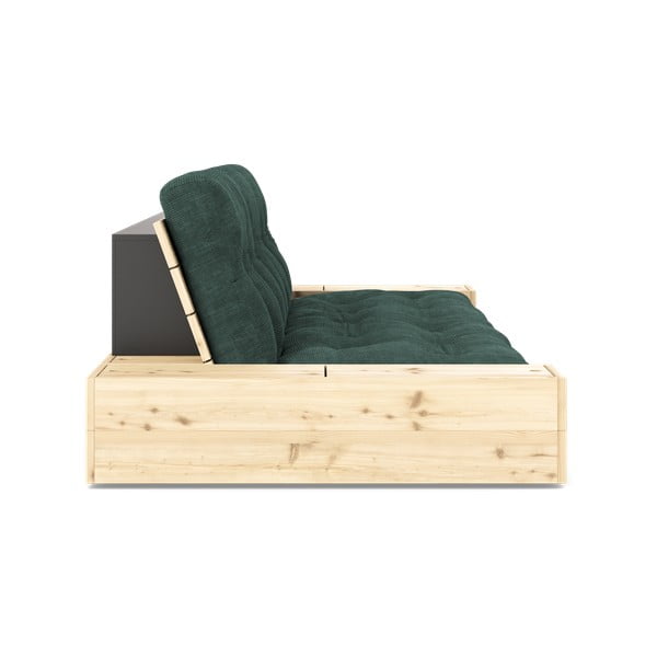 Canapea verde-închis extensibilă cu tapițerie din catifea reiată 244 cm Base – Karup Design-image-3