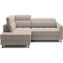 Colțar maro deschis extensibil/cu spațiu de depozitare cu tapițerie din catifea (cu colț pe partea stângă/în formă de ”L”) Barea – ELTAP