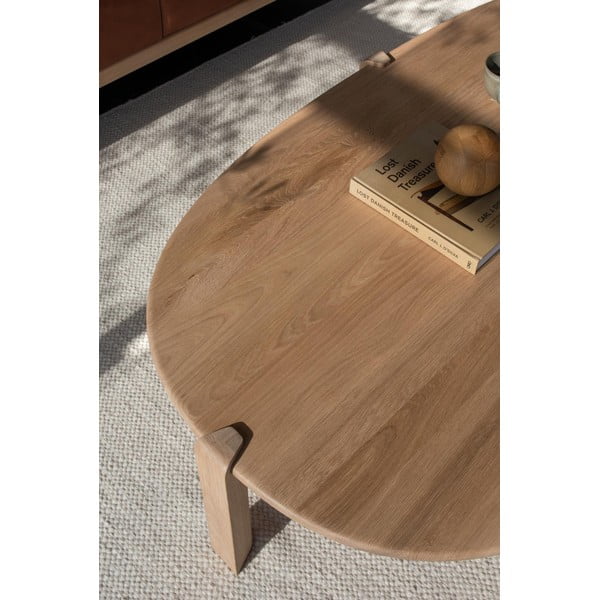 Măsuță de cafea în culoare naturală din lemn de stejar 100x180 cm Kulin – Gazzda-image-3