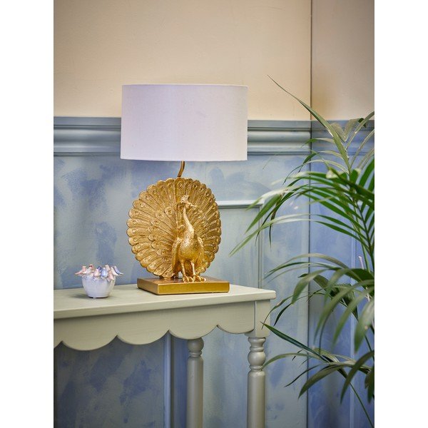 Veioză aurie cu abajur textil (înălțime 58,5 cm) Peacock – Bloomingville-image-1
