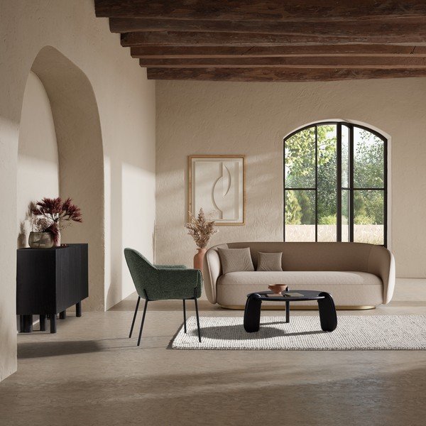 Măsuță de cafea neagră rotundă din lemn de mango ø 80 cm Tamira – MOME-image-1