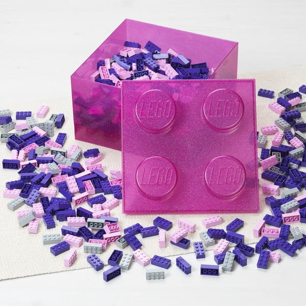 Cutie de depozitare pentru copii  roz din plastic 25x25x18 cm – LEGO®-image-3