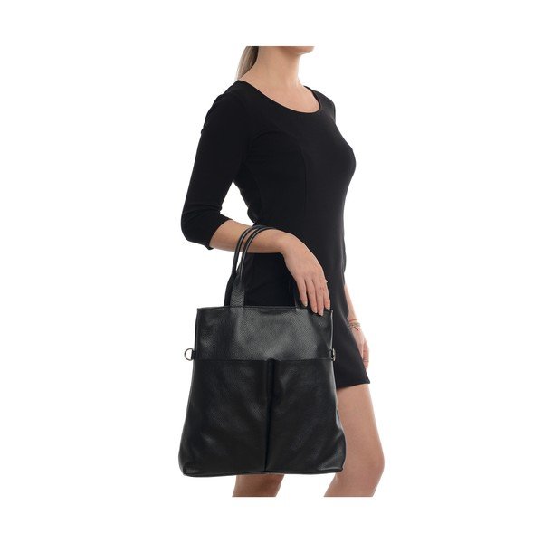 Geantă de mână tote din piele Roberta M, negru-image-4