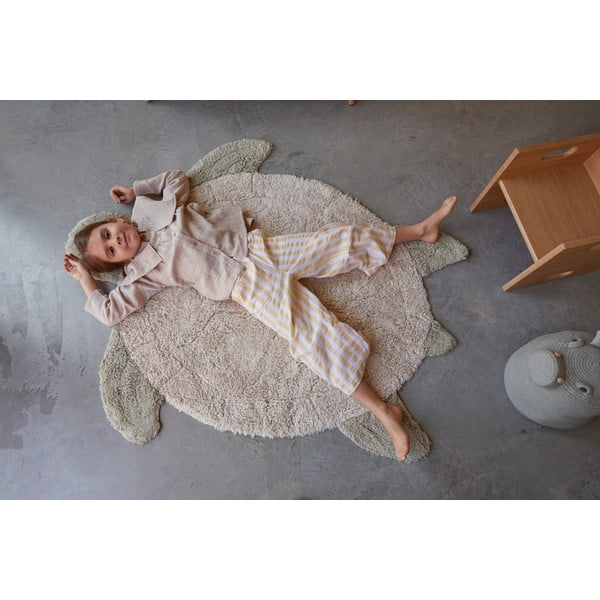 Covor pentru copii bej lavabil/țesut manual din bumbac 110x130 cm Sea Turtle – Lorena Canals-image-4