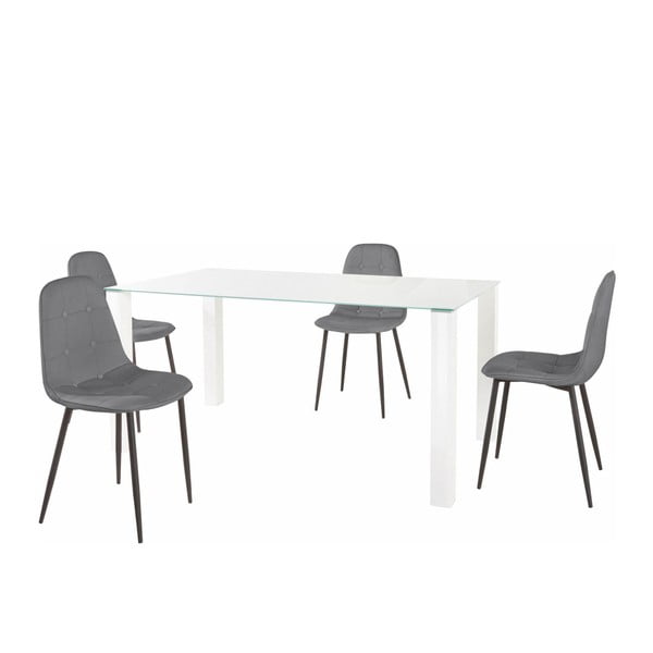 Set masă cu 4 scaune Støraa Dante, lungime masă 160 cm, gri