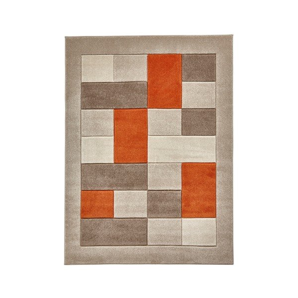 Covor Think Rugs Matrix , 60 x 120 cm, portocaliu - gri-image-1