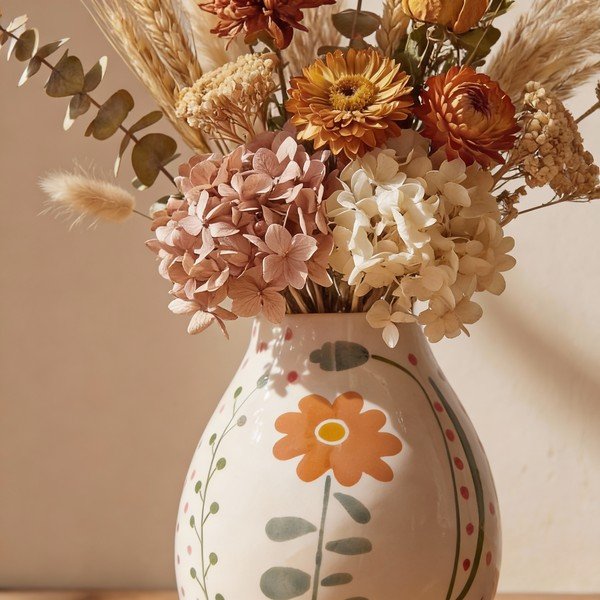 Vază crem din gresie pictată manual (înălțime 17 cm) Taza – Bloomingville-image-2