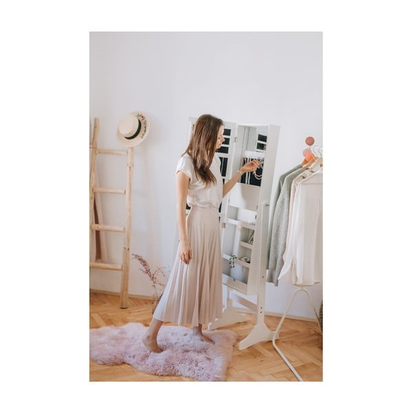 Dulăpior pentru bijuterii cu oglindă și LED Bonami Essentials Bien, alb-image-2