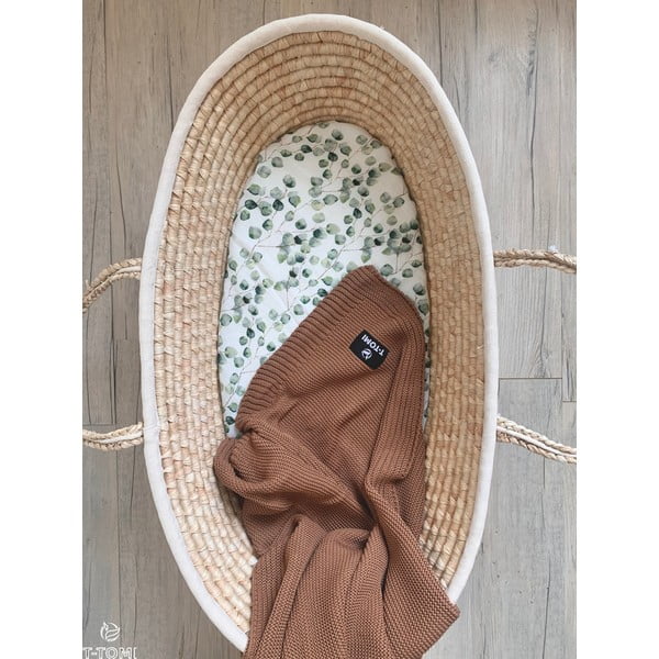 Pătură tricotată din amestec de bumbac pentru copii T-TOMI Autumn waves, 80 x 100 cm, maro-image-1