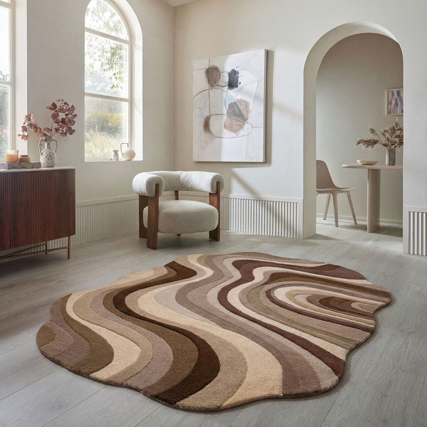 Covor maro/bej țesut manual din lână 200x290 cm Envy Wool – Flair Rugs-image-1