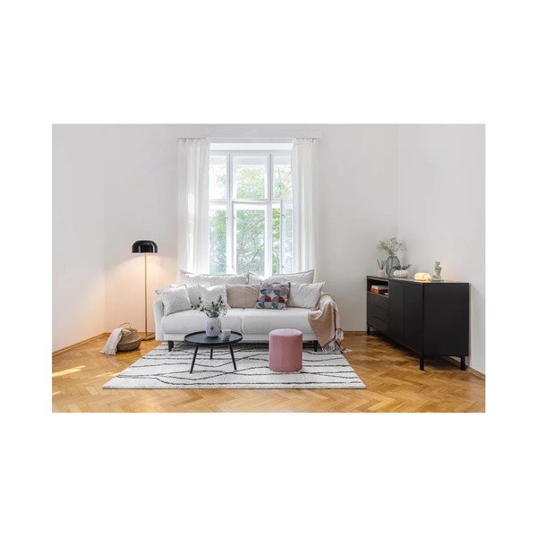 Canapea albă extensibilă/cu spațiu de depozitare cu tapițerie din catifea reiată  215 cm Bjork – Bonami Selection-image-1