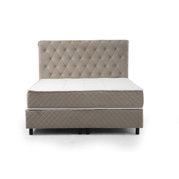 Pat boxspring bej cu spațiu de depozitare 140x200 cm Sonata – Kalune Design-image-3