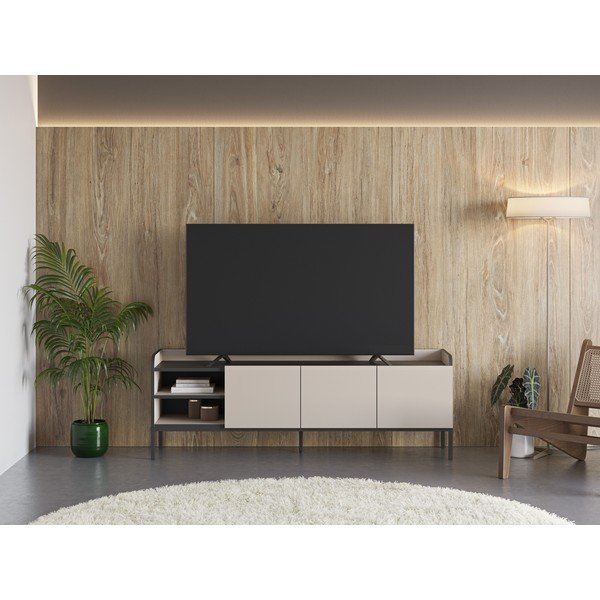 Comodă TV crem 160x55x42 cm Adara – Marckeric-image-1