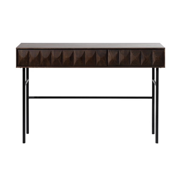 Masă consolă maro închis cu blat cu aspect de lemn de stejar 39x117 cm Latina – Unique Furniture