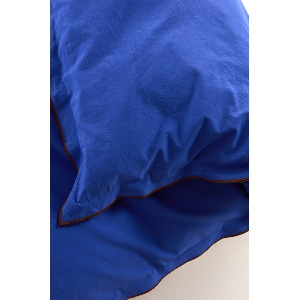 Lenjerie de pat albastră/maro din bumbac percal pentru pat dublu/extinsă 200x220 cm Pivot – Jotex-image-3