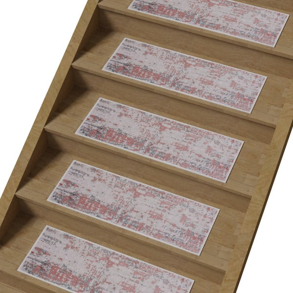 Covorașe pentru scări roz-gri 16 buc. din bumbac 25x65 cm Milano Pembe – Vitaus-image-1
