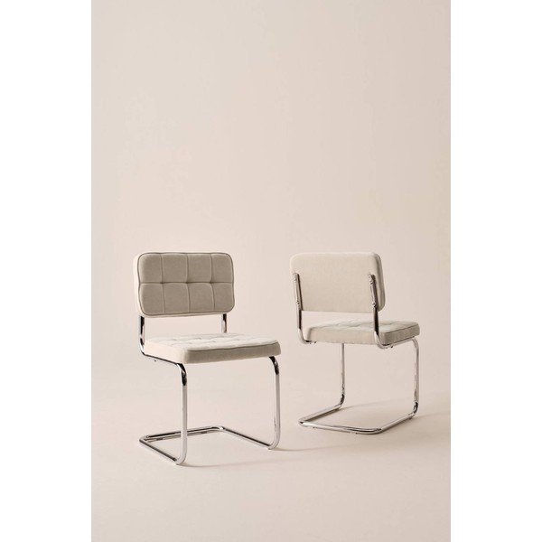 Scaune de dining bej balansoar 2 buc. din metal Heden – Jotex-image-1
