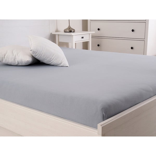 Cearceaf gri cu elastic 180x200 cm – B.E.S.-image-1