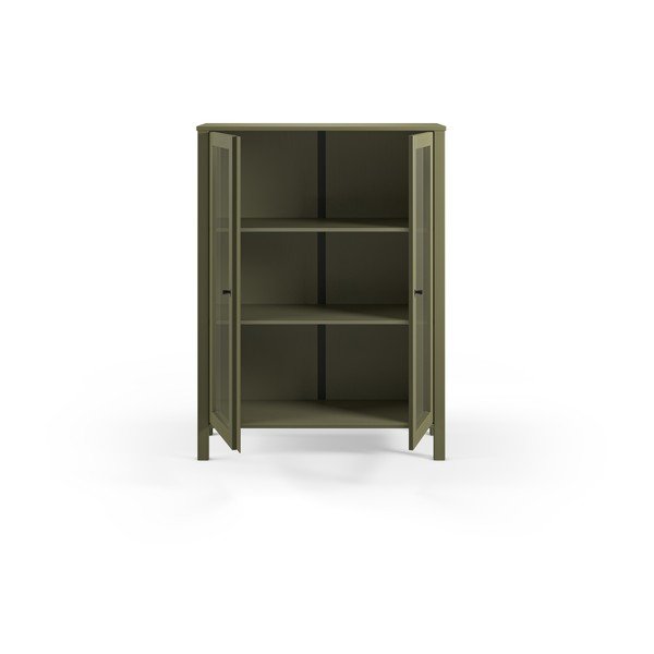 Vitrină verde din lemn de pin 90x120x40 cm Alessandra – Marckeric-image-3