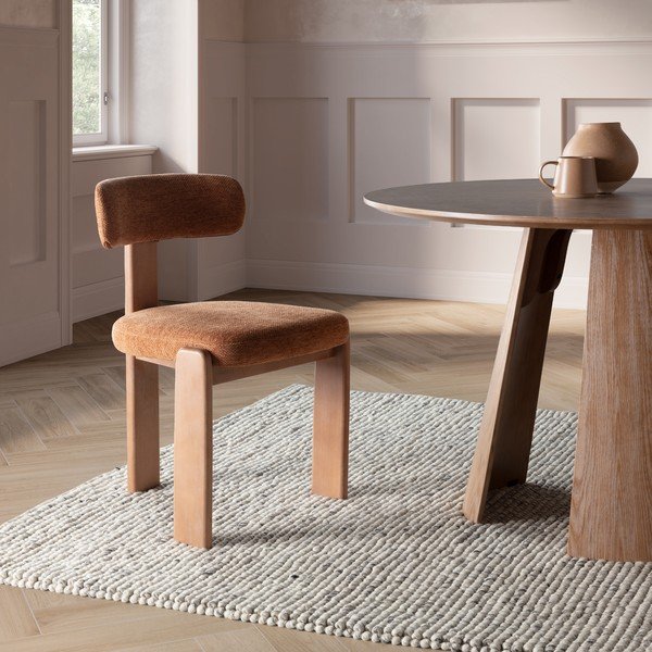 Masă de dining rotundă cu aspect de lemn de stejar ø 120 cm Zuri – MOME-image-2