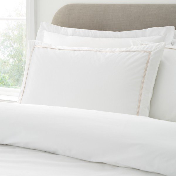 Lenjerie de pat albă/bej din bumbac percal pentru pat dublu cu 3 piese 200x200 cm Contrast Trim – Bianca-image-3