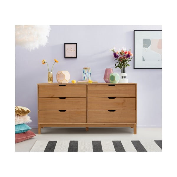 Comodă în culoare naturală joasă din lemn de pin 150x75 cm Post – Støraa-image-1