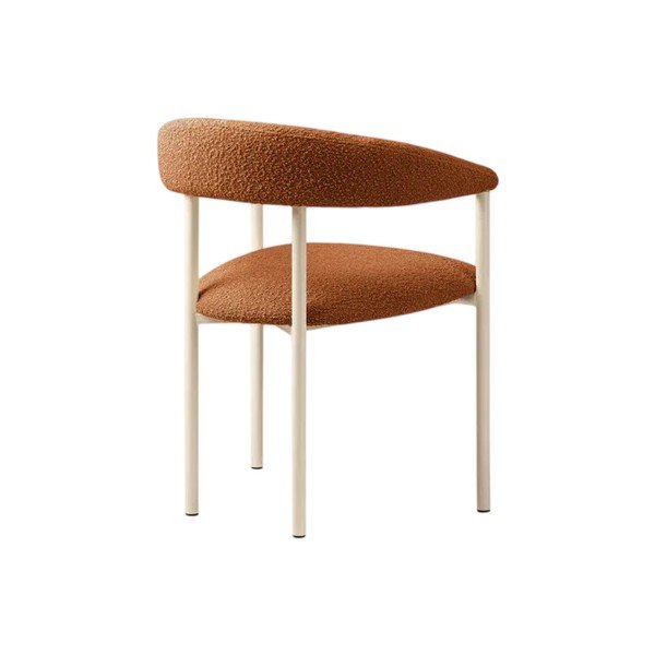 Scaun de living portocaliu/crem cu cotiere tapițat Lea – Micadoni -image-4