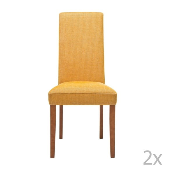Set 2 scaune cu picioare din lemn de fag Kare Design Rhytm, galben