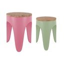 Scaune tip taburet verzi/roz 2 buc. din metal Double Funky – Leitmotiv