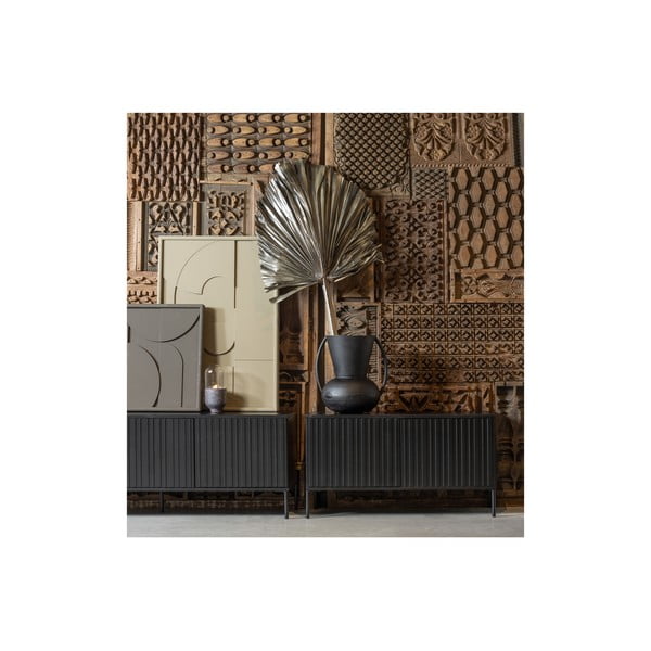 Comodă TV neagră din lemn de pin 150x56x44 cm Gravure – WOOOD-image-4