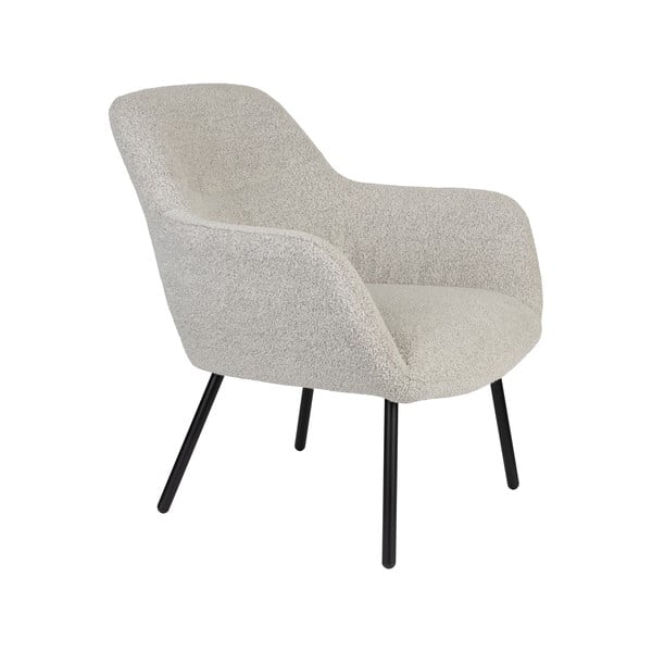 Fotoliu alb cu tapițerie din țesătură bouclé Dude – White Label