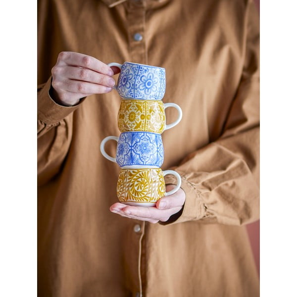 Cești albastre/portocalii 4 buc. pentru espresso din gresie 155 ml Milton – Bloomingville-image-1