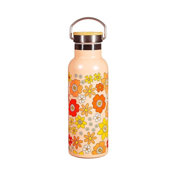 Sticlă pentru copii portocalie din oțel inoxidabil 500 ml 70s Floral - Sass & Belle