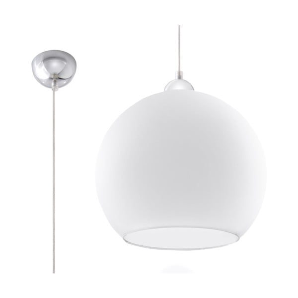 Lustră albă cu abajur din sticlă ø 30 cm Bilbao – Nice Lamps
