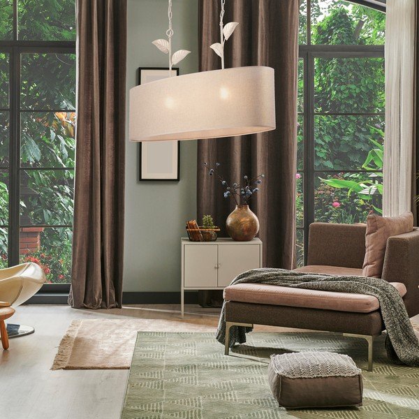 Lustră aurie cu abajur textil Noemi – LAMKUR-image-2