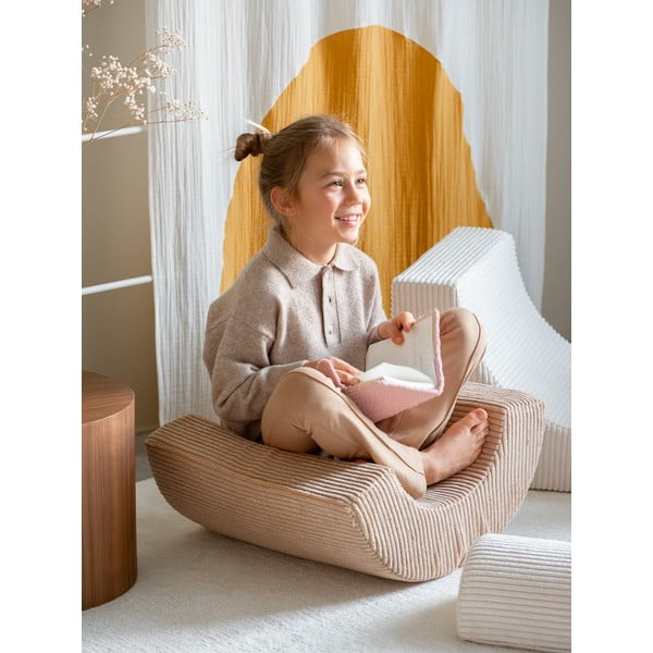 Teren de joacă din spumă crem 3 buc. din catifea reiată înălțime 37 cm 75x49 cm Rainbow Montessori – Wigiwama-image-2