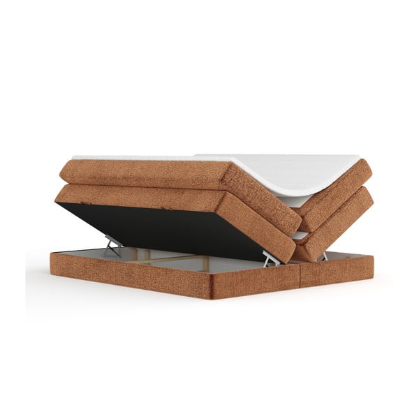 Pat boxspring portocaliu cu spațiu de depozitare/fără tăblie 180x200 cm Juniper – Maison de Rêve-image-2