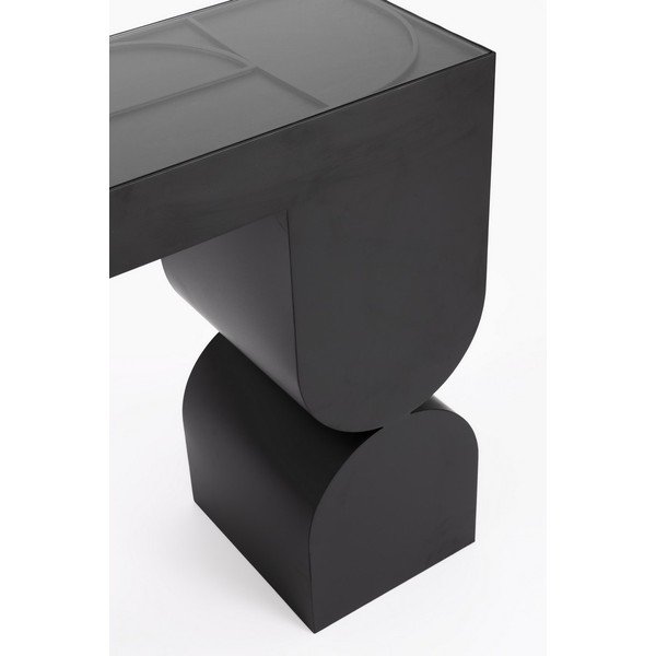 Masă consolă neagră cu blat din sticlă 32x120 cm Archie – Bizzotto-image-4
