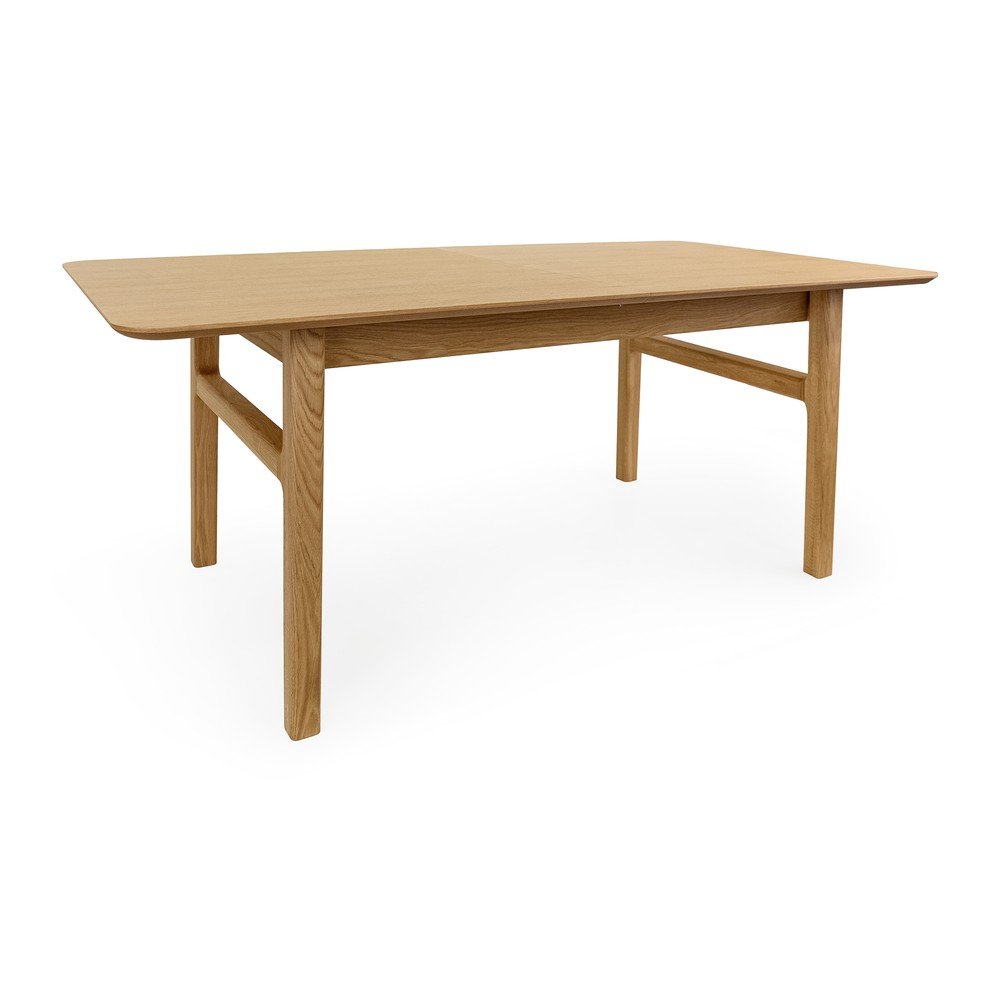 Masă de dining extensibilă cu aspect de lemn de stejar cu blat suplimentar 90x180 cm Curved – Woodman
