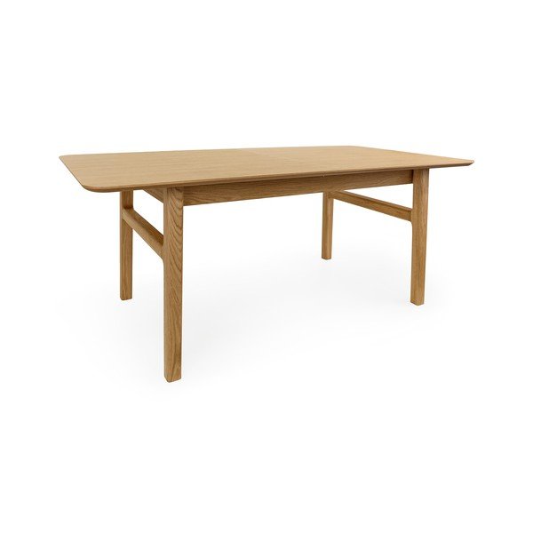 Masă de dining extensibilă cu aspect de lemn de stejar cu blat suplimentar 90x180 cm Curved – Woodman