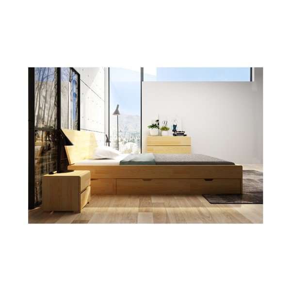Pat dublu din lemn de pin, cu sertar, SKANDICA Vestre Maxi, 140 x 200 cm-image-4