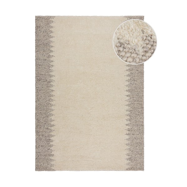 Covor crem țesut manual din amestesc de lână 160x230 cm Minerals Border – Flair Rugs