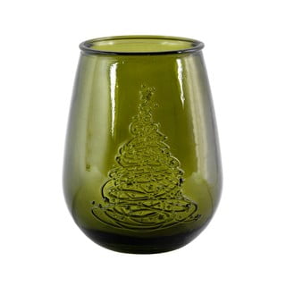 Vaza verde din sticlă cu motiv de Crăciun Ego Dekor Arbol de Navidad, înălțime 13 cm